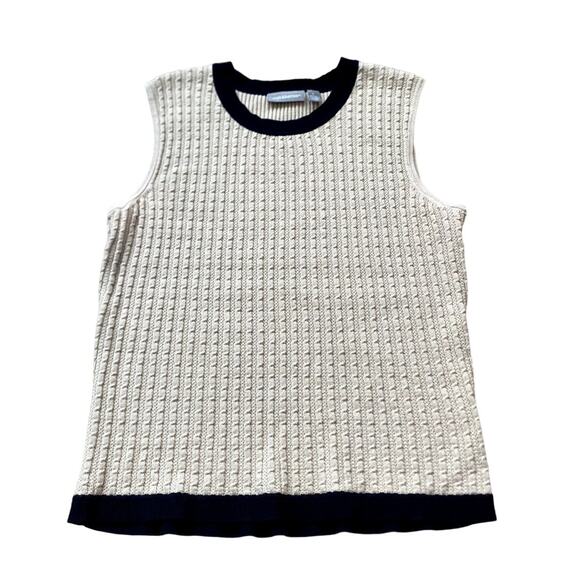 croft & barrow Sweaters - Croft & Barrow Cream and Black Contrast Textured Sweater Vest size Large